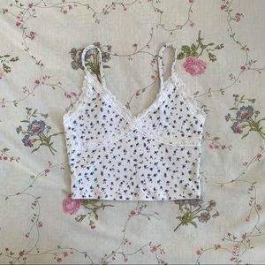 Blue floral lace cami